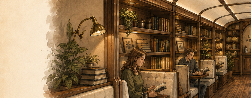 Concept study of the upper-deck reading lounge